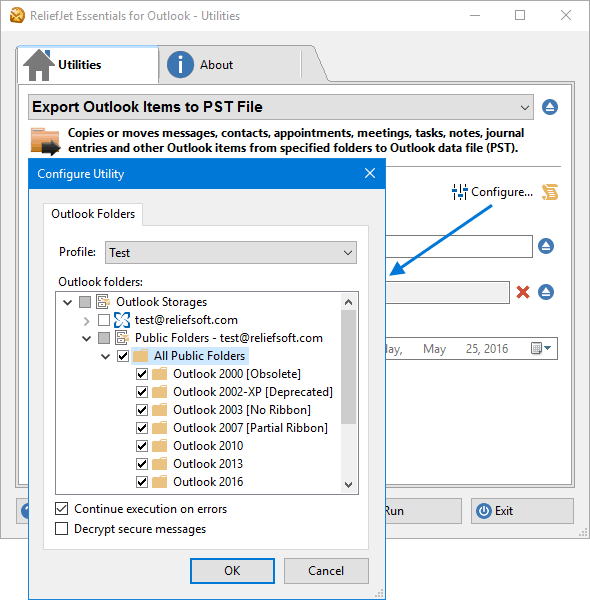 Export Outlook to PST ReliefJet for Outlook