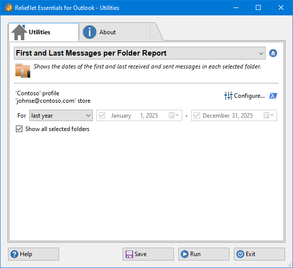 First and Last Messages per Folder Report