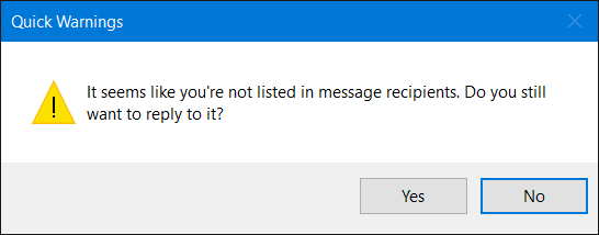 ReliefJet Quick Warnings: message sender is not in recipients