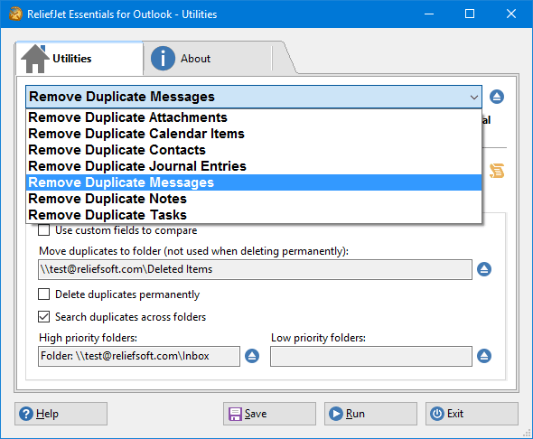 ReliefJet Essentials for Outlook's family of de-duplicators